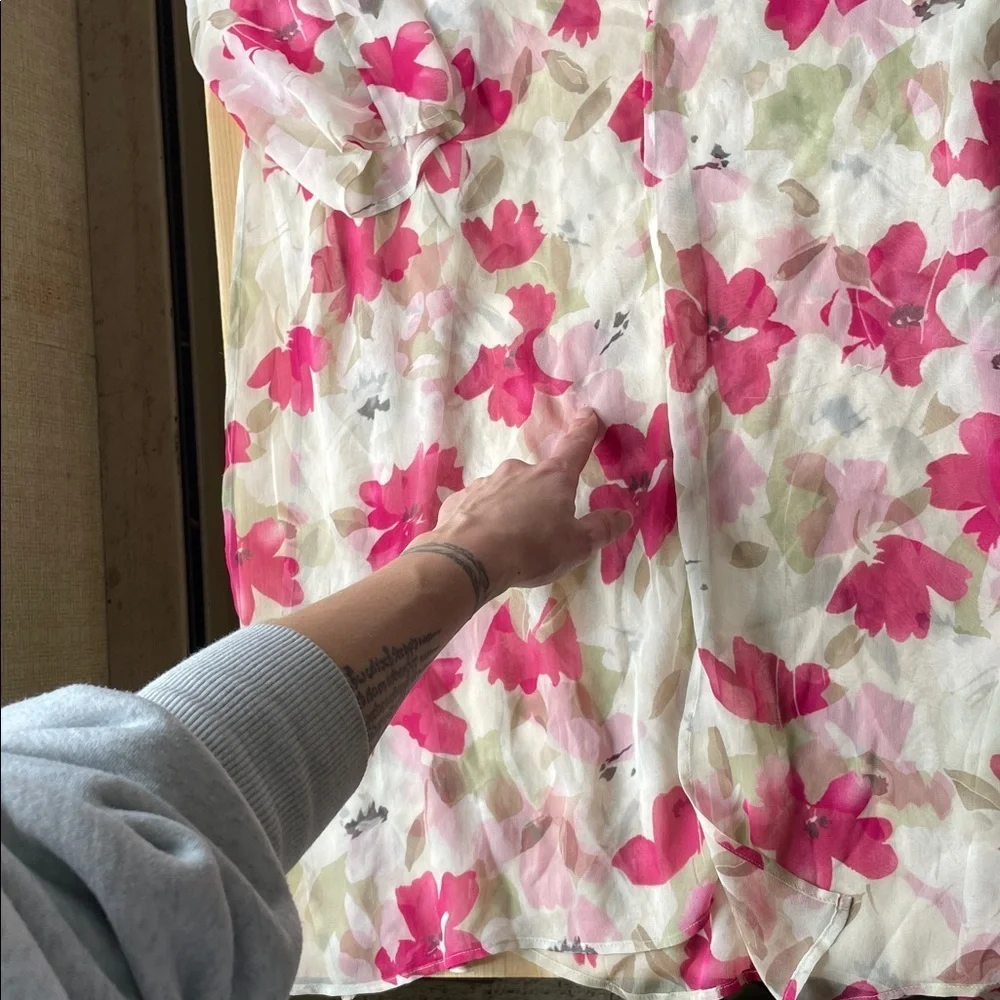 Robbie Bee Vintage 100% Silk Garden Inspired Floral Robe